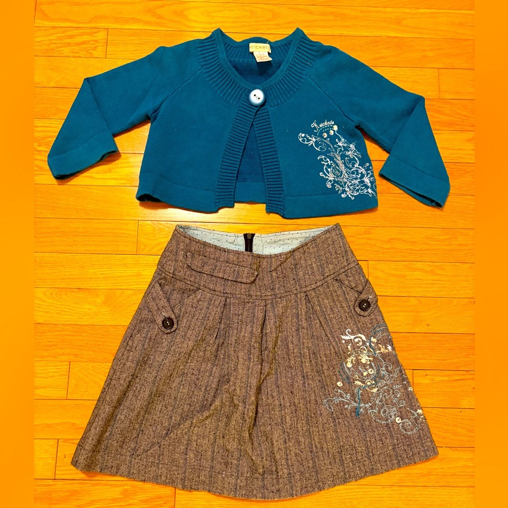 Teal and Gray Girl’s Skirt Set